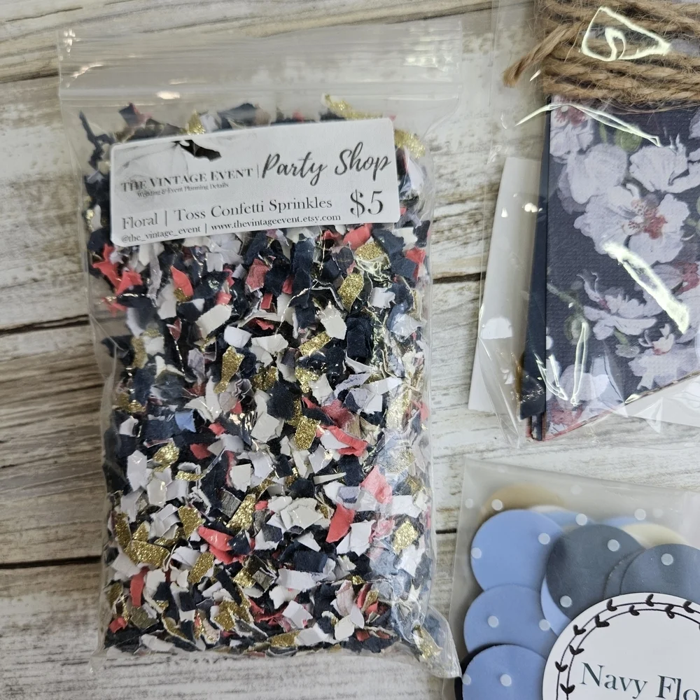 Floral Party Decor Set with Banner and Confetti
